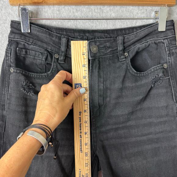 American Eagle Jeans Women’s Size 4 Tall Black High Rise Boho Distressed Grunge - Picture 8 of 14